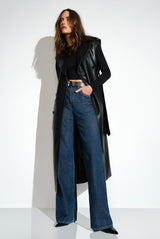 faux leather sleeveless trench black