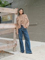 fuzzy sweater cargo jacket