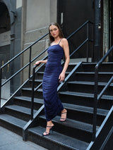 gathered string dress