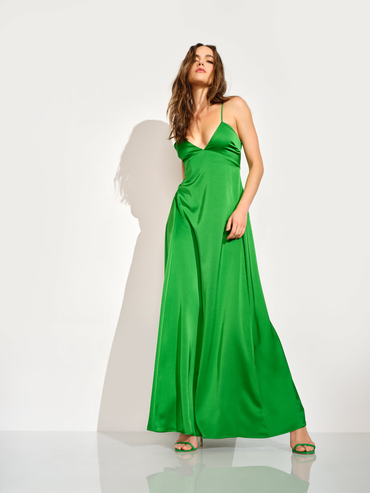 satin slip dress 2 / chartreuse satin slip dress 2 / chartreuse