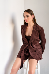 faux suede patch pocket jacket
