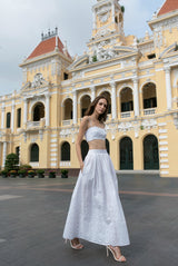 embroidered poplin skirt