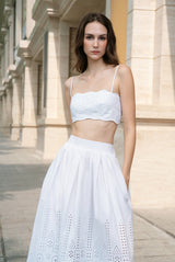 embroidered poplin skirt