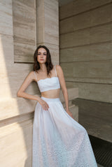 embroidered poplin micro string top