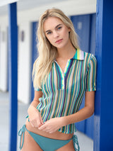 stripe sweater collar shirt