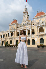 embroidered poplin micro string top