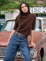 fuzzy sweater mock neck