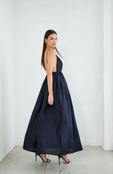 solid linen empire waist dress