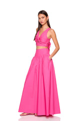 poplin twist front tie back top
