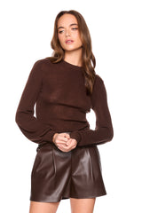 faux leather pleated short java