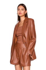 faux leather pleated short