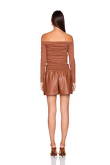 faux leather pleated short