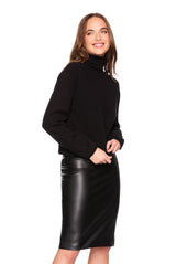 faux leather pencil skirt black