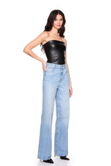 faux leather tube top black