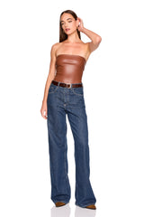 faux leather tube top