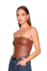 faux leather tube top