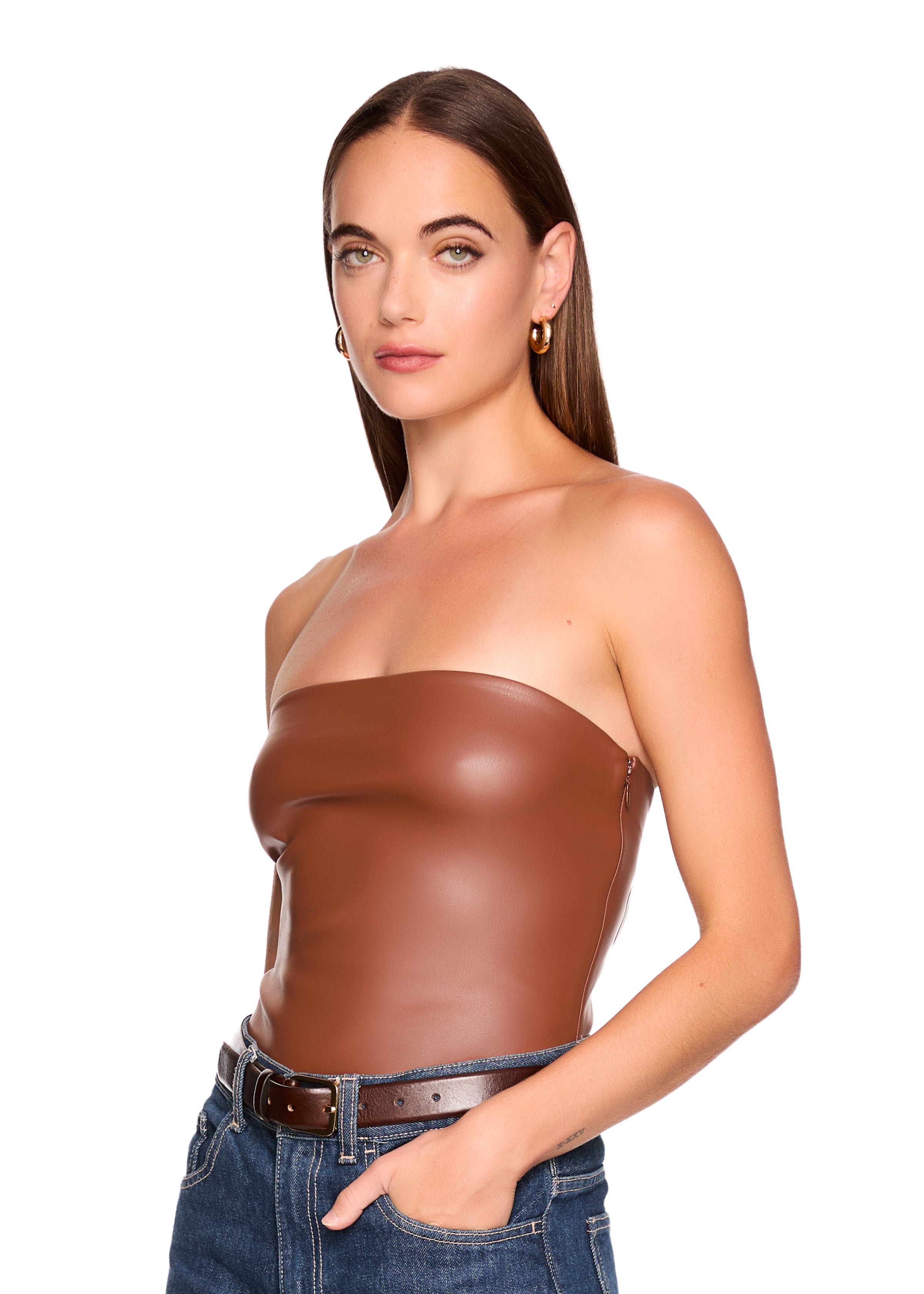 faux leather tube top