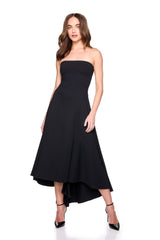 strapless seamed high low dress