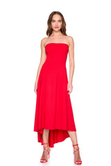 strapless seamed high low dress