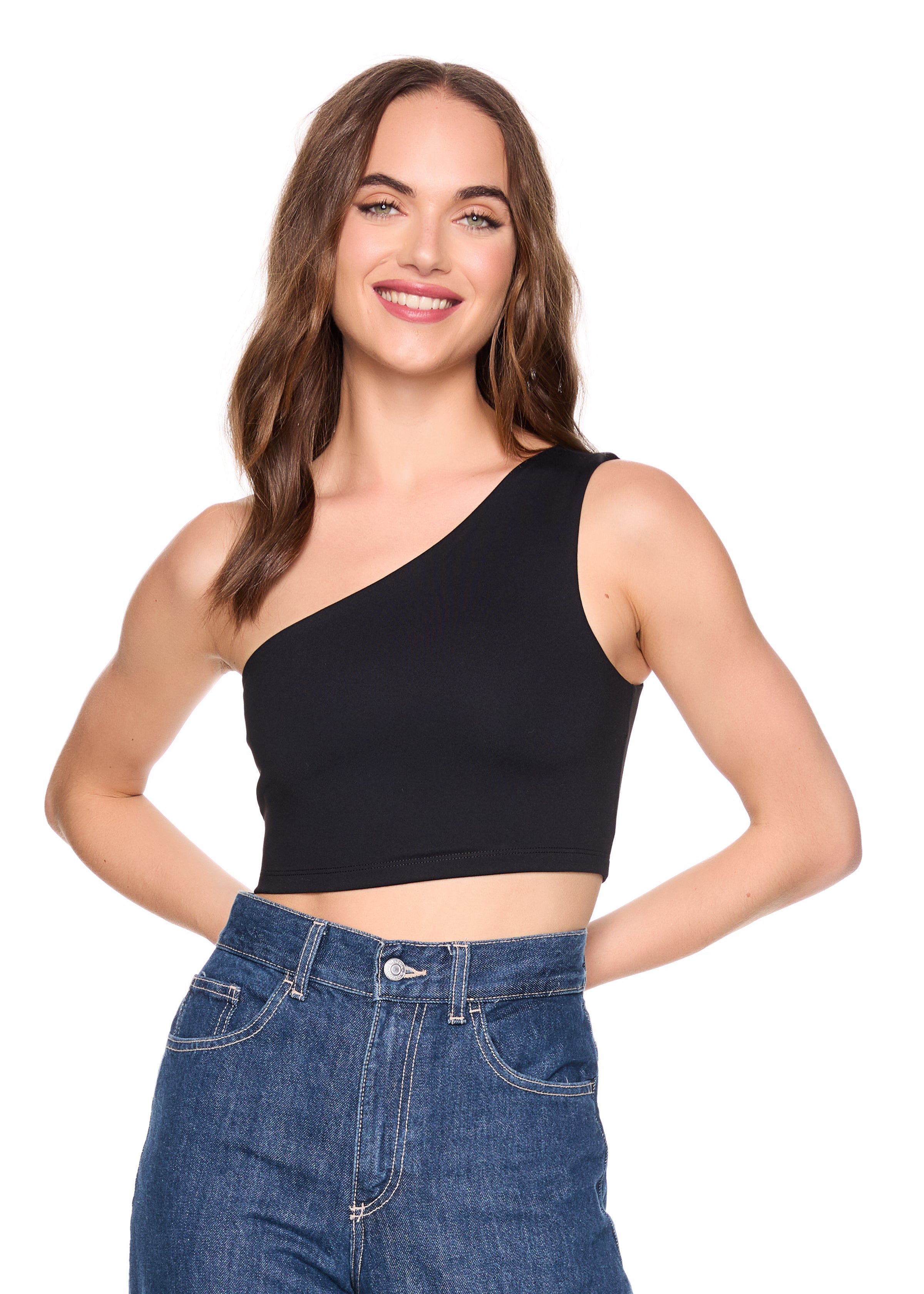 essential one shoulder crop top