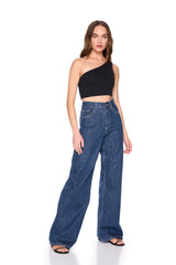 essential one shoulder crop top