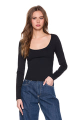 essential scoop front long lseeve top