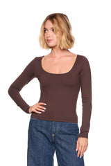 essential scoop front long lseeve top