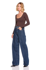 essential scoop front long lseeve top