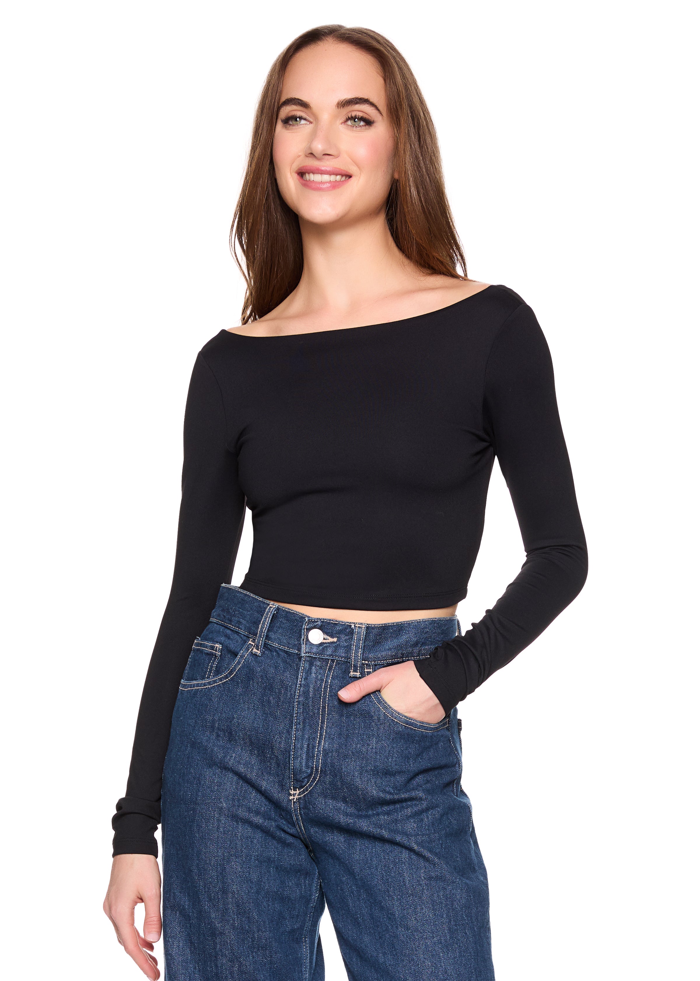 scoop back long sleeve top