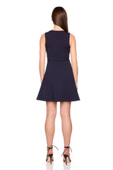 sleeveless v neck flare dress