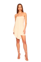 asymmetrical pleat tube dress