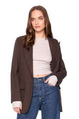 ponte patch pocket tie jacket java