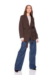 ponte patch pocket tie jacket java