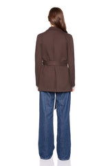 ponte patch pocket tie jacket java