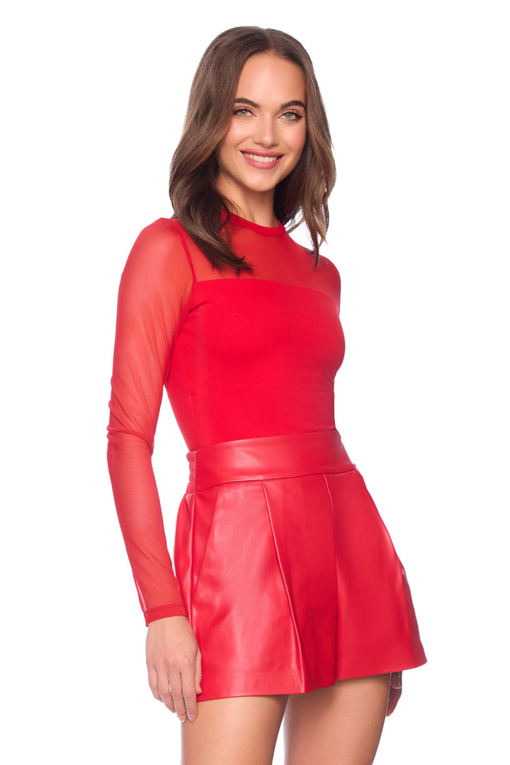 faux leather pleated short perfect red – Susana Monaco