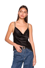 satin cowl string top