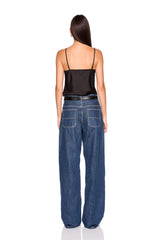 satin cowl string top