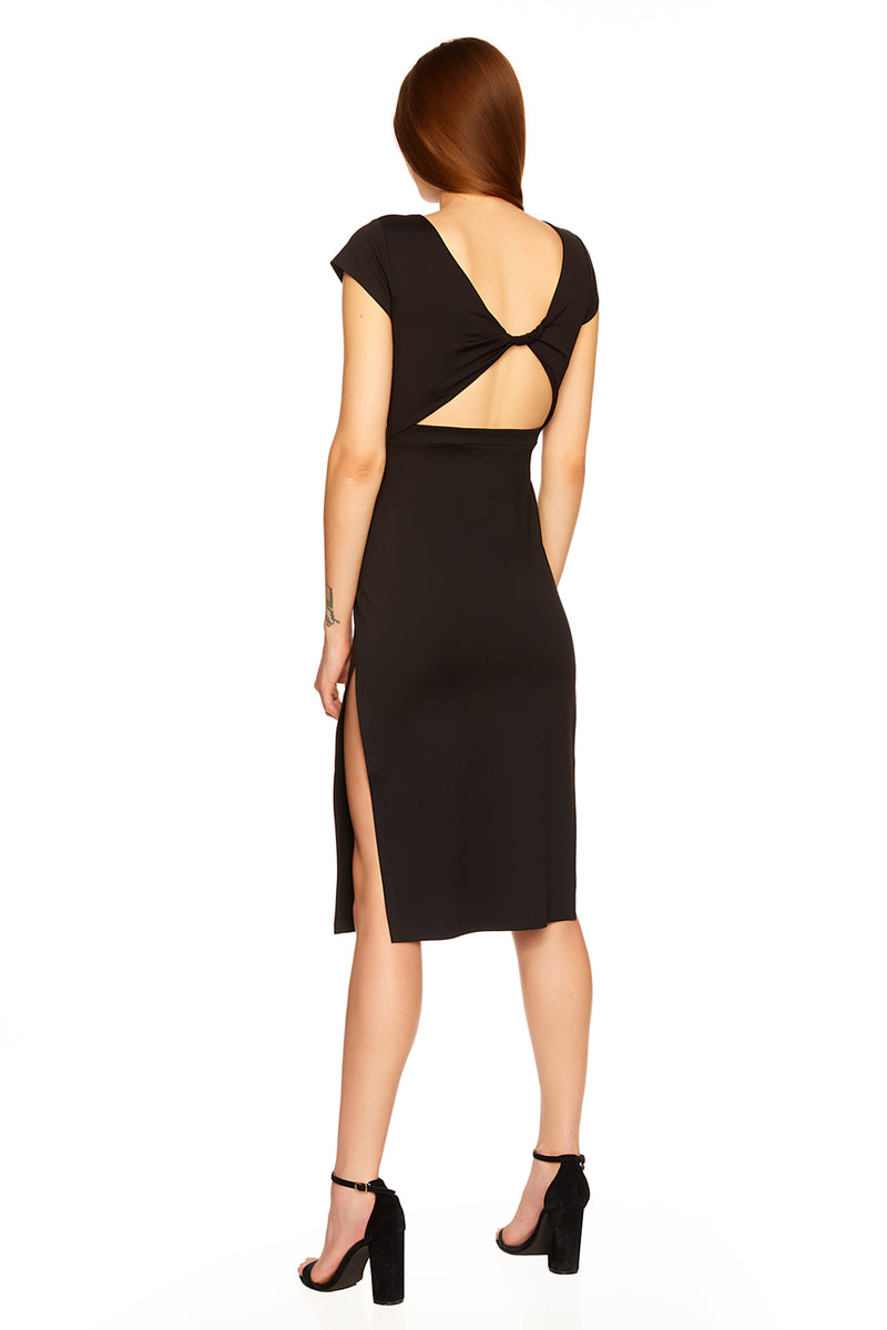 twist back dress with side slits
