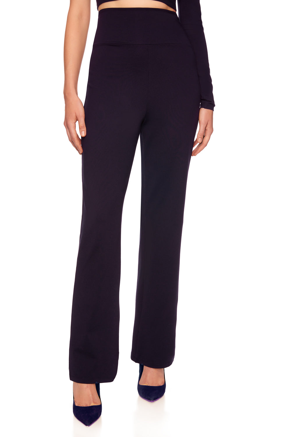 Susana Monaco High-waist Straight-leg Stretch Pants In Blanched Almond