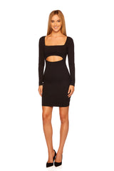 open back front long sleeve dress