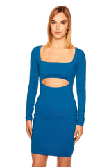 open back front long sleeve dress