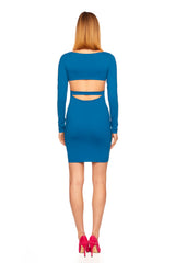 open back front long sleeve dress