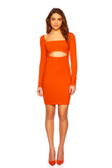 open back front long sleeve dress