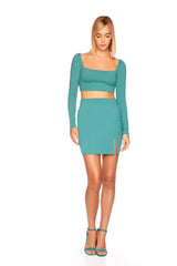 lace up back long sleeve crop top