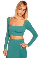 lace up back long sleeve crop top