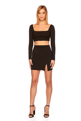 lace up back long sleeve crop top