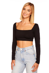 lace up back long sleeve crop top