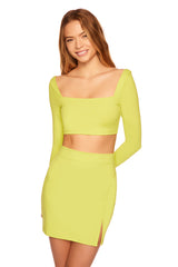 lace up back long sleeve crop top