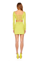 lace up back long sleeve crop top