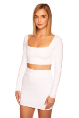 lace up back long sleeve crop top